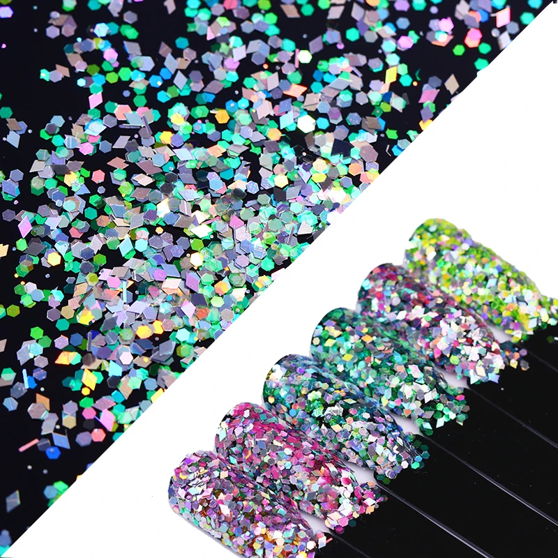 1 Box Mermaid Flakes Nail Sequins Utrathin Holo Hexagon Tips Polish Glitter Nail Art Decorations Pigment