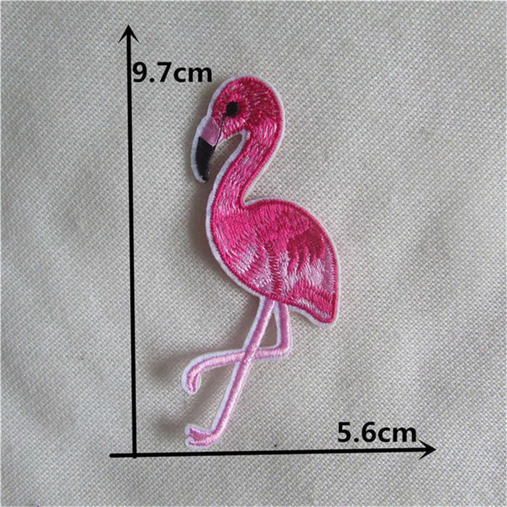 

cartoon flamingo hot melt adhesive applique embroidery patches DIY clothing accessory patch 1pcs sell free shipping