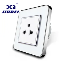 Jiubei ЕС Стандартный нам Мощность разъем, белый кристалл Стекло Панель, 110 ~ 250 В 16a стены Мощность, 80 мм * 80 мм, sv-c7us-11