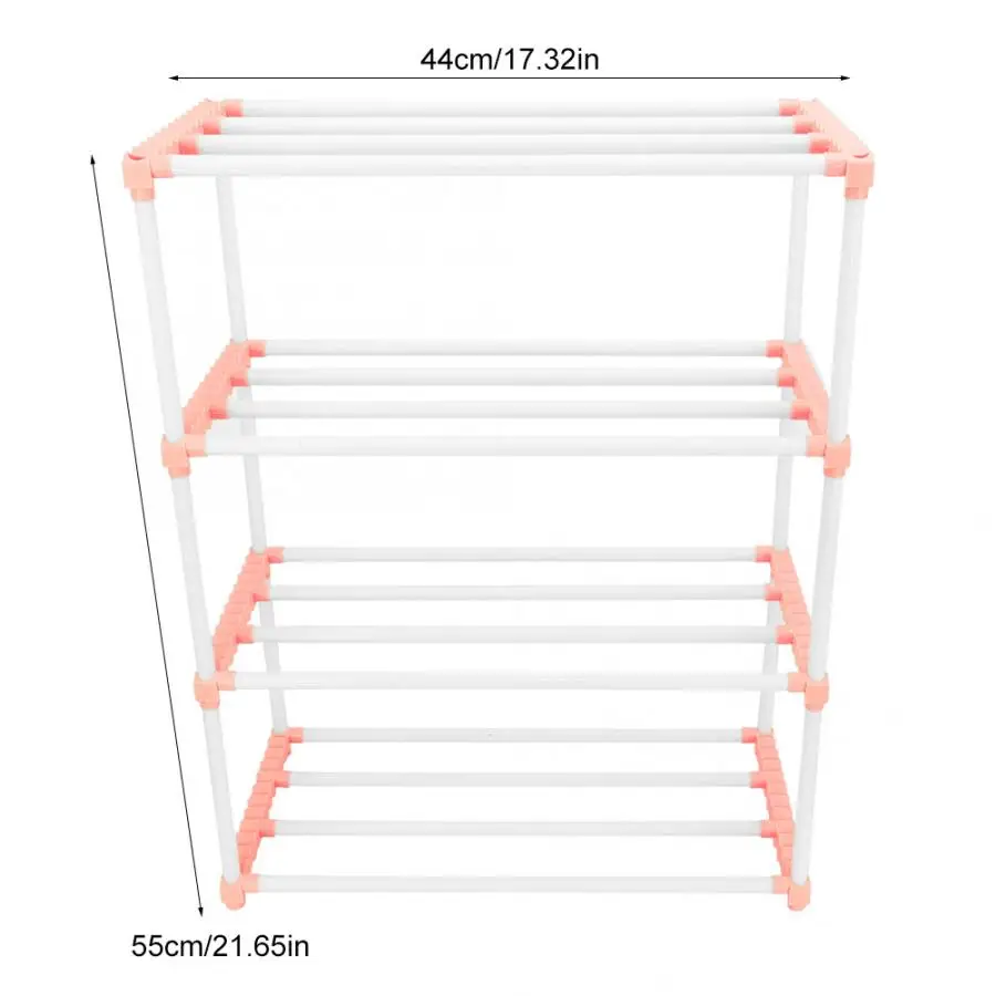 4 Tiers Shoes Rack Assembled Stainless Steel Shoes Storage Cabinet Dustproof Shoes Rack Shelf Stand Shoes Organizer - Цвет: E