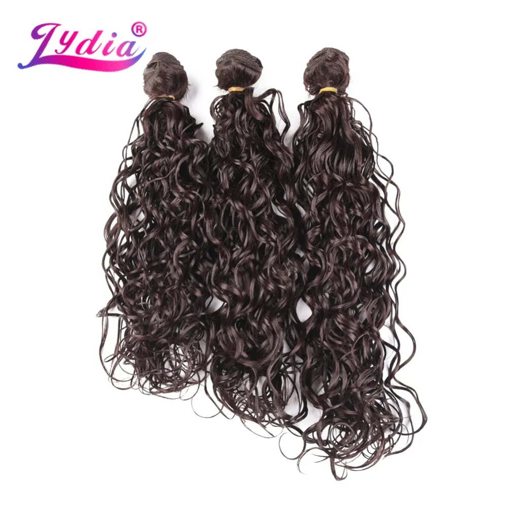 Onda de Água do Cabelo Fibra de Alta Feixes de Trama para as Mulheres Sintético Tecer Extensões Unidades – Pacote Lydia Temperatura Marrom Escuro 18 20 22 3