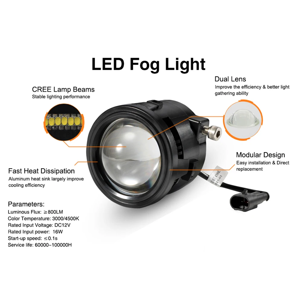 

Car Styling 16W 3000K LED Front Fog Lamp Driving Light DRL Dual Lens for Nissan Tiida 2008-2014