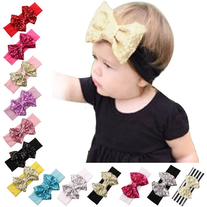 

kid hairband Cloth girl headbands bow knots flowers headband children hair Band Elastic Sequins Headwear girl Hair Accessories
