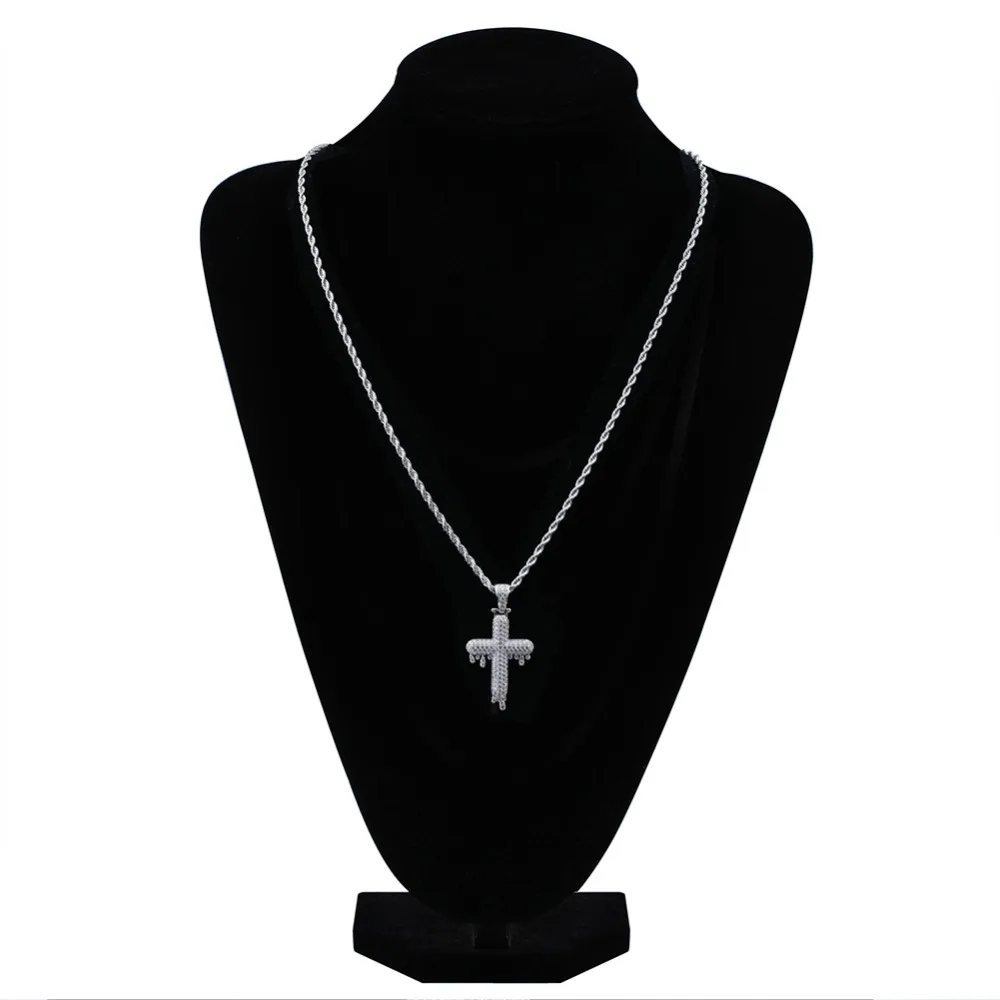 TOPGRILLZ мужское религиозное ожерелье в стиле хип-хоп с подвеской в виде капель Креста золотого и серебряного цвета, кубический циркон, ювелирное ожерелье, подарки, цепочка