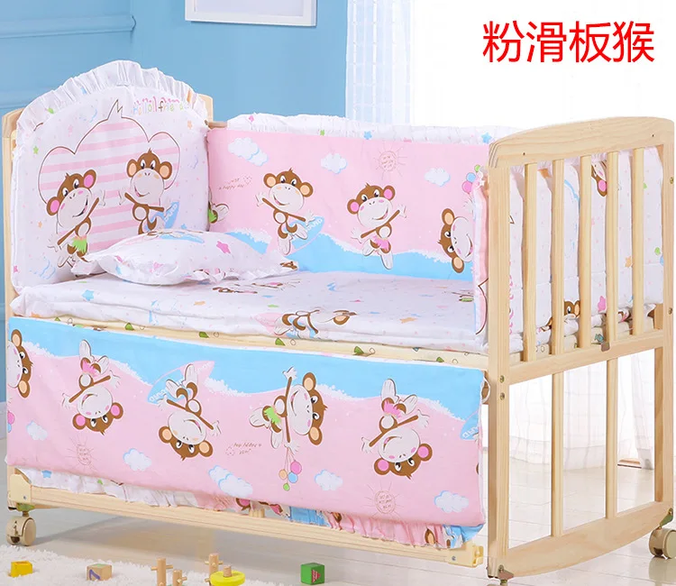 Summer Thin 6pcs Cotton Baby Crib Bedding Set Newborn Baby Girl