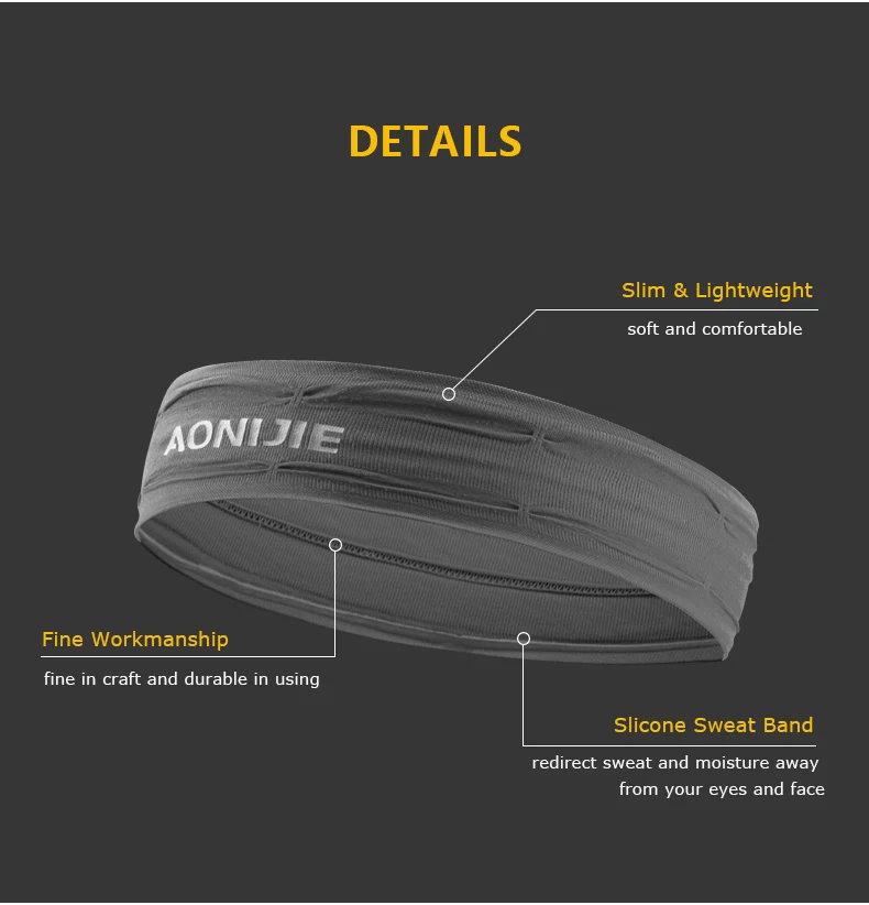 AONIJIE Workout Headband Non-slip Sweatband Wrist Band Soft Stretchy Bandana Running Crossfit Yoga Fitness Running E4086