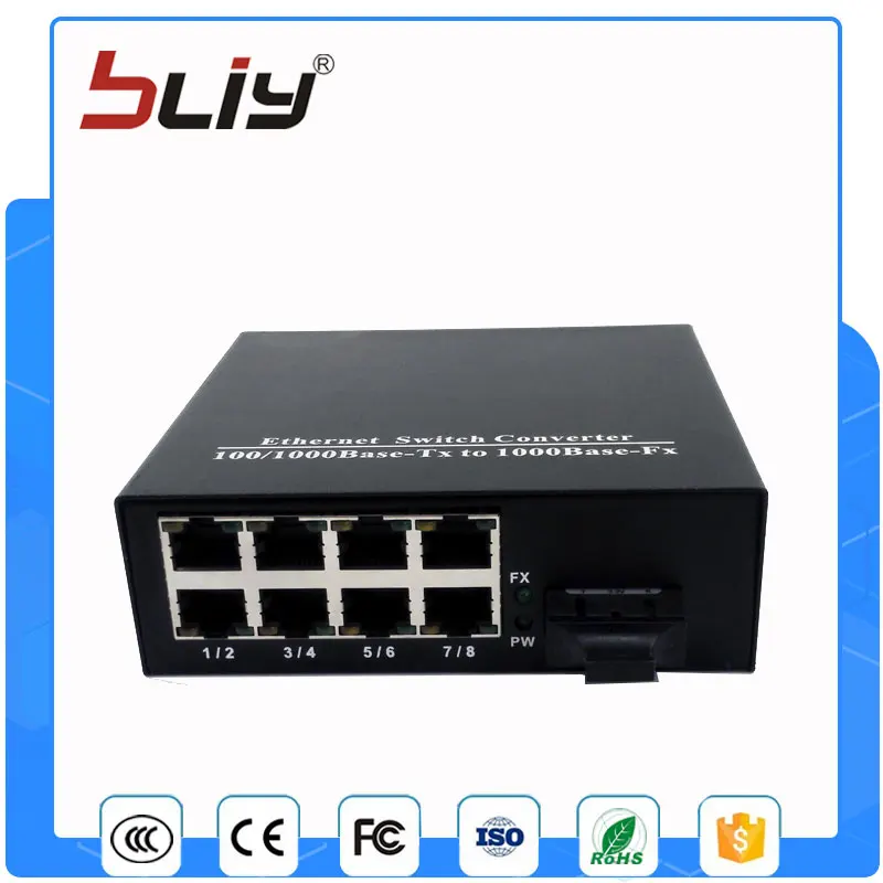 

1G8FEP dual fiber 8 poe port poe switch 1 1000M fiber port to 8 rj45 ethernet port poe ethernet switch