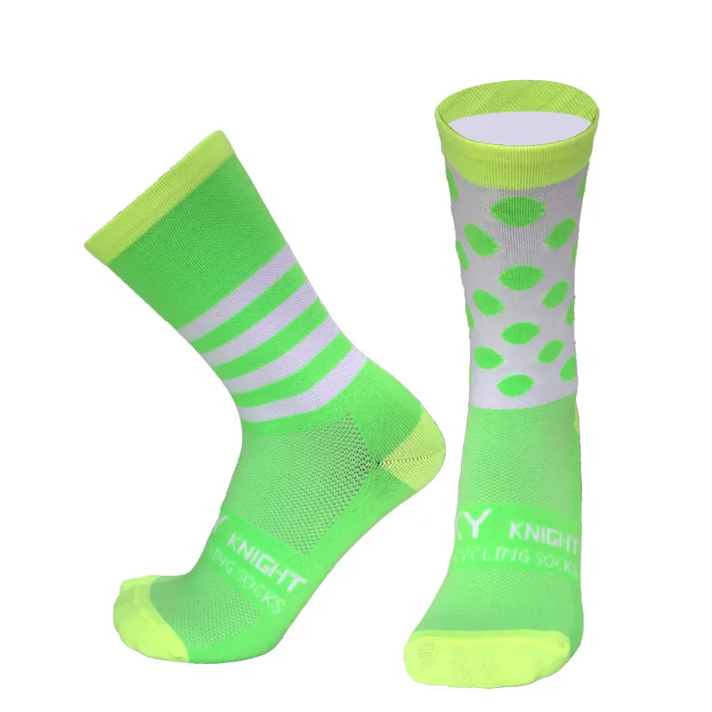 Colorful Stripe Dot Left and Right Feet Cycling Socks Men Women Sports Compression Bike Running Socks
