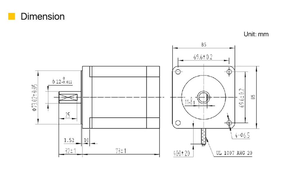 para nema34 5a comprimento 71mm eixo 12mm