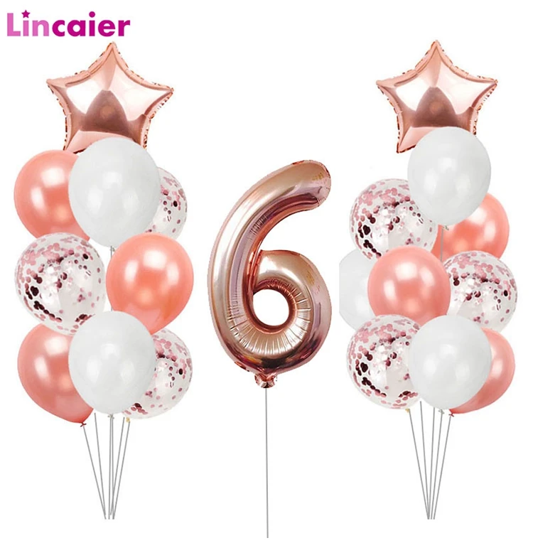 Lincaier 6 лет День рождения номер воздушные шары вечерние украшения 6th I AM Six мальчик девочка поставки юбилей
