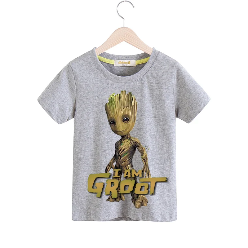 2019 футболки с принтом «I'm Groot» Для малышей, летние футболки, детская одежда, детские футболки с короткими рукавами, топ, костюм, футболки для