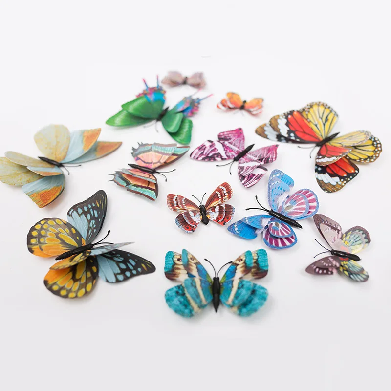 

12Pcs Luminous Double layer Butterfly 3D Wall Sticker wedding decorations Glow in the dark Magnet Butterflies Fridge stickers