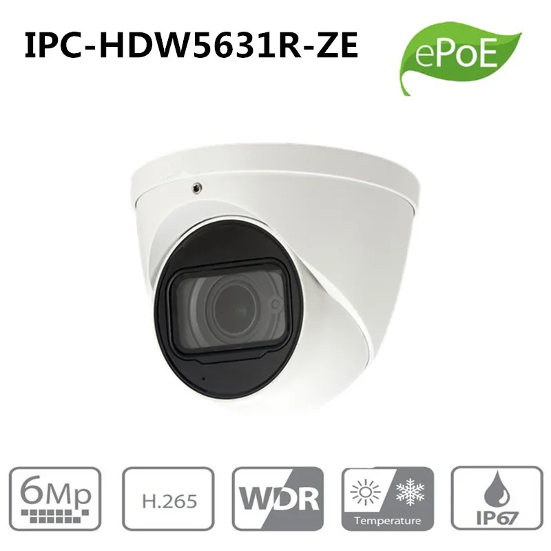 

DH surveillance camera 6MP WDR IR Eyeball ip Camera IPC-HDW5631R-ZE Built-in Mic 2.7mm ~13.5mm motorized len Support IP67 PoE