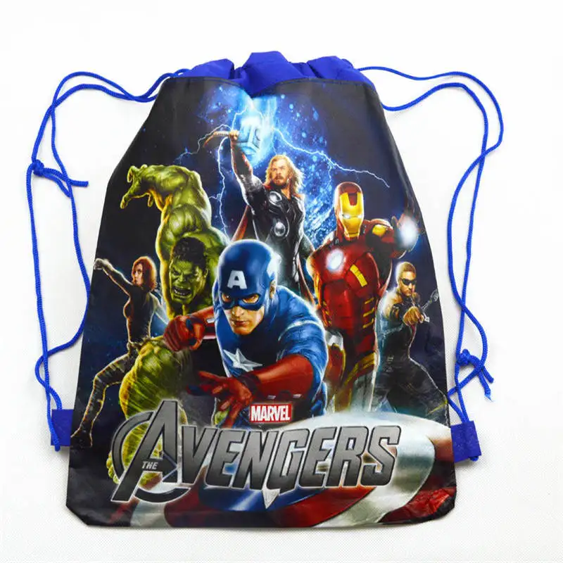 1 шт. сумка-мешок с мультяшными человек паук, Марио школьный рюкзак для мальчика, для девочек с единорогом сумка комплект рюкзак - Цвет: avengers-B