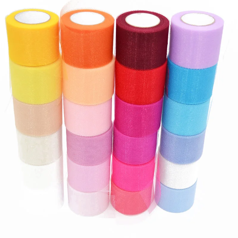 25yards 2inch Crystal Tulle Roll Organza Sheer Gauze Baby Shower Favor Wedding Car Decoration Party Home Garden Crafts Supplies