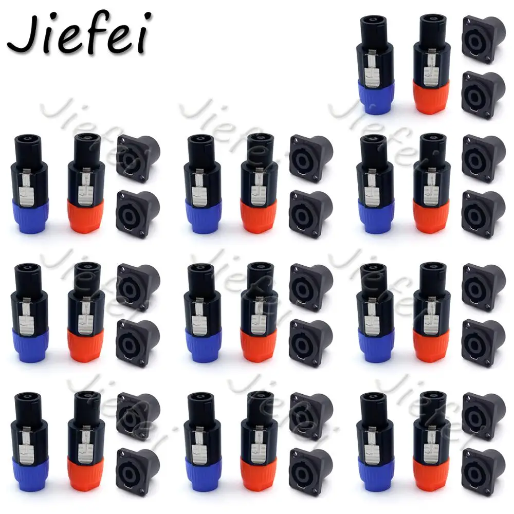 

20set 4 Poles NL4FC Speakon Male Plug+4 Pin Powercon Female Panel Mount Professional Power Plug Jack Socket Connector