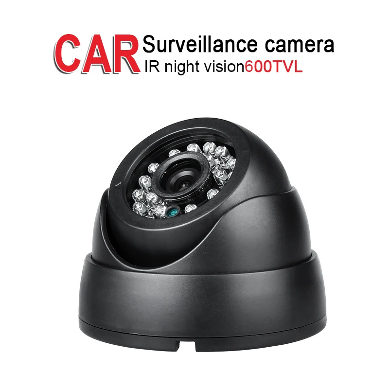 Cámara domo de visión nocturna 600TVL 1/3 CCD IR, cámara negra para autobús, camión, vehículo, vigilancia interior, seguridad, DC12-24V, 3,6mm, Plástico