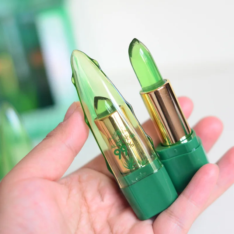 

1pc 99% Natural ALOE VERA Moistourizing Lips Batom Temperature Change Color Jelly Lipstick Long Lasting Lip Cosmetic Makeup Tool
