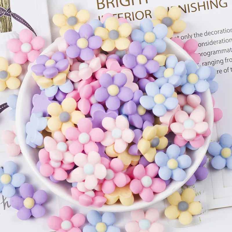

5PCS Cute Resin Simulation Flower Patch For DIY Mobile Phone Case Cover Material DIY Handmade Hairbow Accessories Craft Jewelry