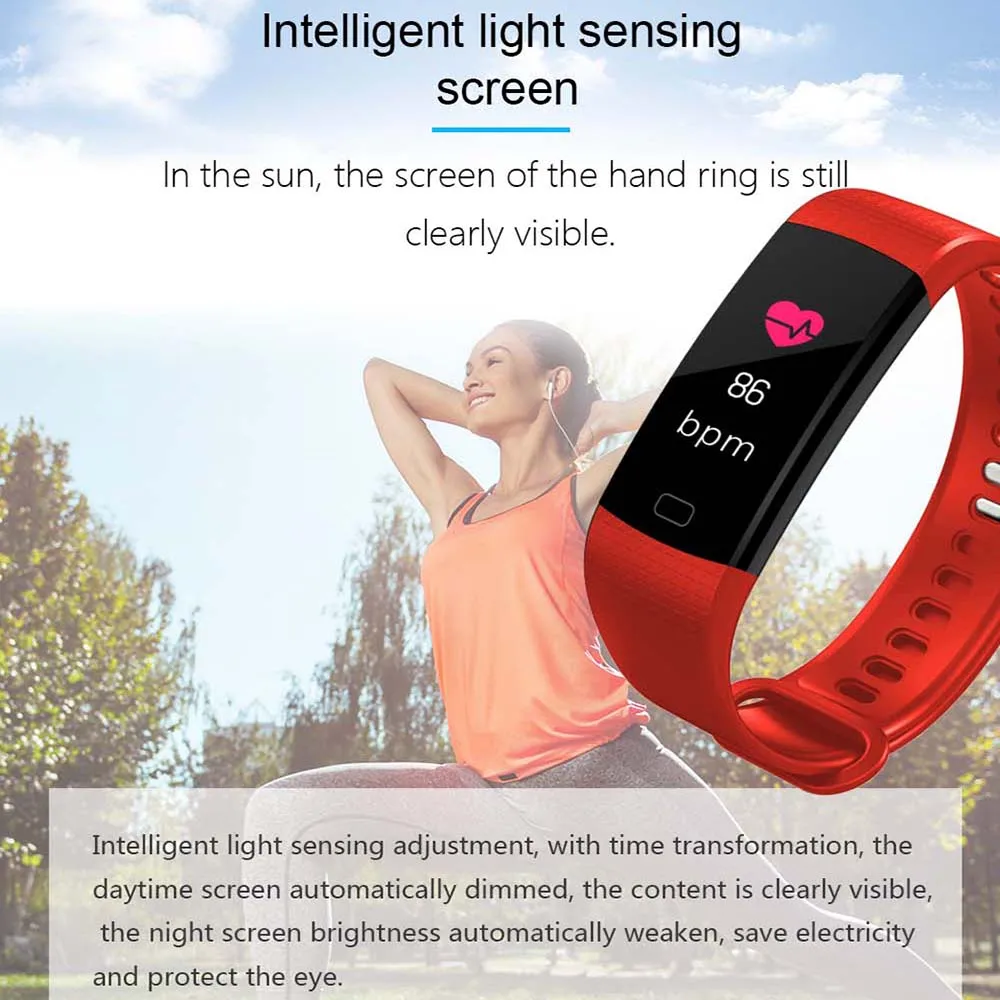 K7 Color Screen Smart Wristband Sports Bracelet Heart Rate Blood Pressure Monitor Fitness Tracker for Samsung Galaxy A9 A8 A7 A5