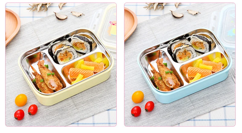 TUUTH 304 Stainless Steel Lunch Box for Kids 3 Grids Water Injection Insulation Portable Food Container Box For Kids Picnic School A14