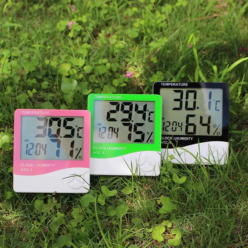 

HTC-1 Digital Thermometer Hygrometer Electronic LCD Temperature Humidity Meter Weather Station Indoor Outdoor Clock