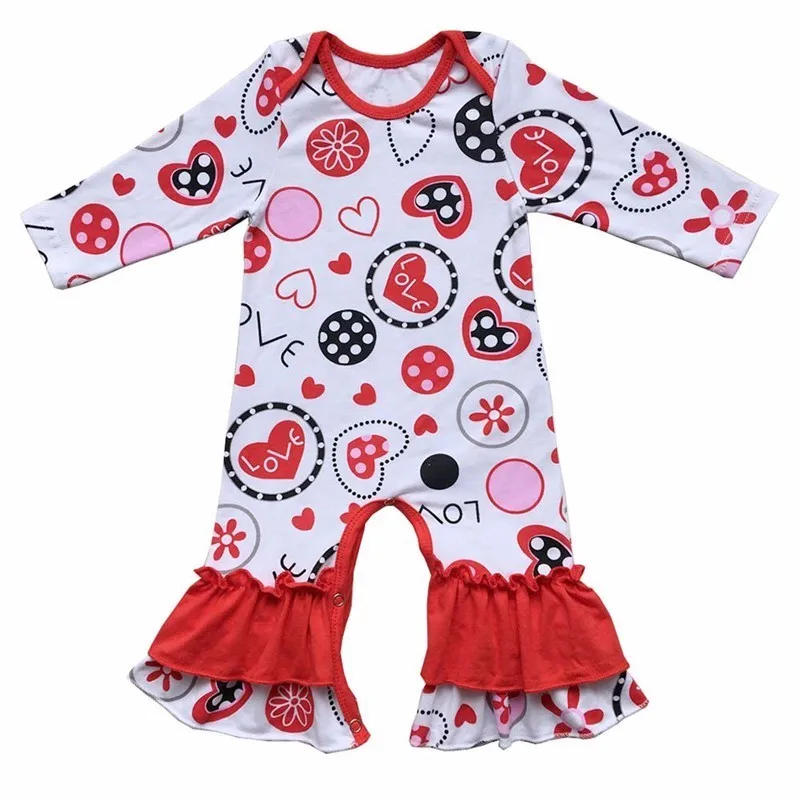 День святого Валентина для маленьких девочек Комбинезон Спортивный костюм для малышей Одежда для новорожденных Детский костюм комбинезон