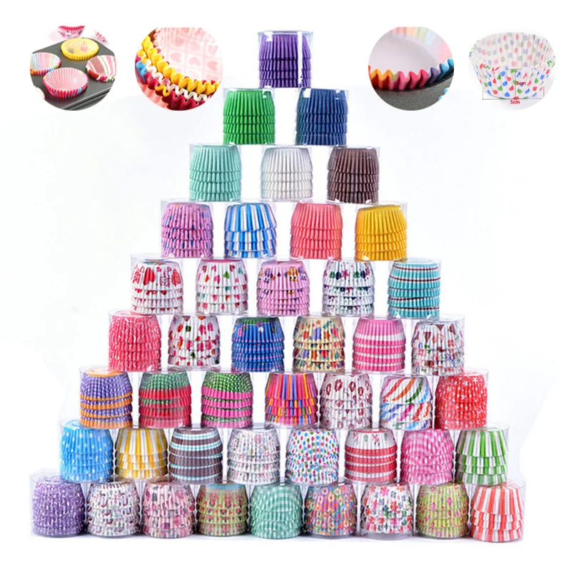 

100PCS Muffins Paper Cupcake Wrappers Baking Cups Cases Muffin Boxes Cake Cup Decorating Tools Kitchen Cake Tools DIY