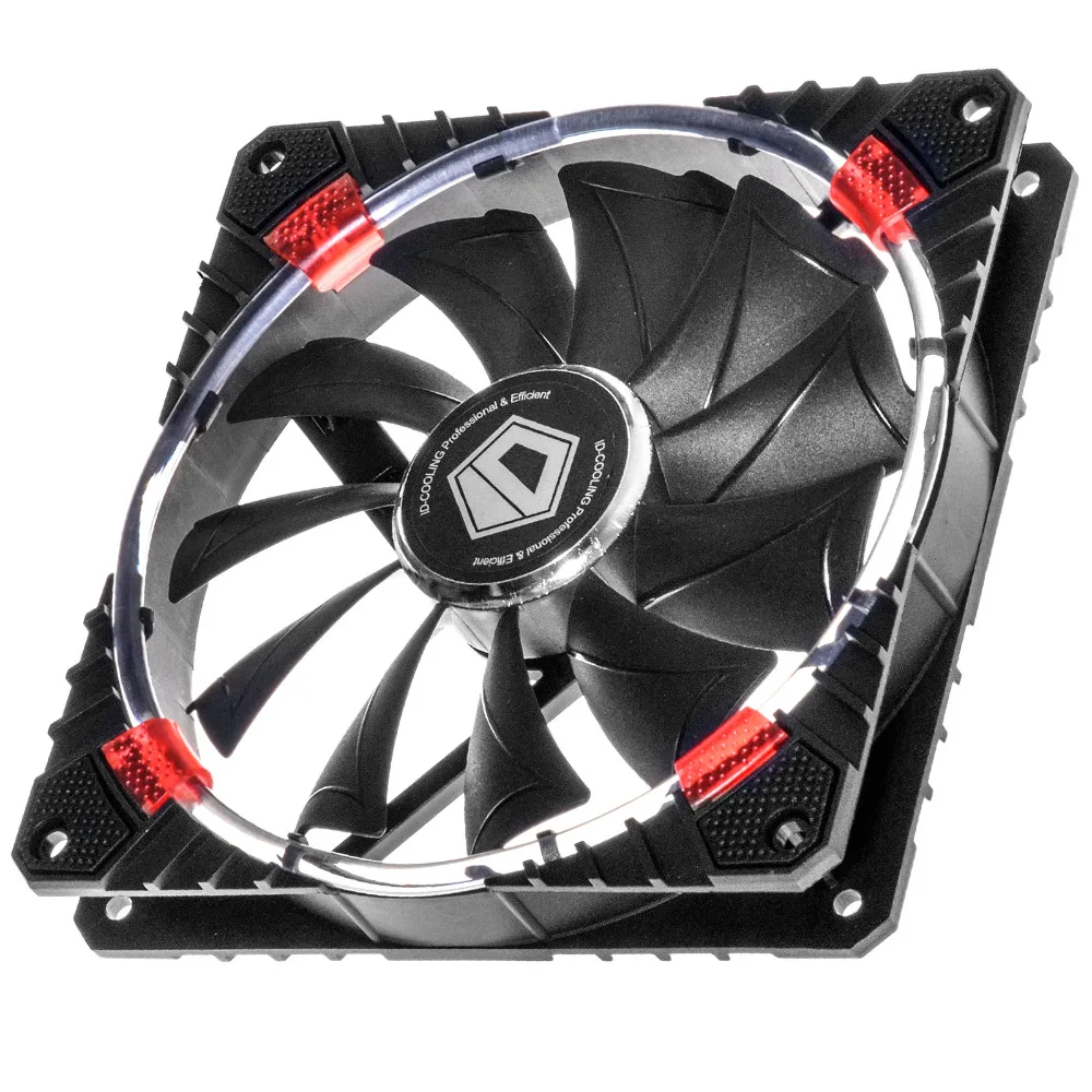

ID-COOLING Unique Concentric Circular Red LED 140mm Fan 4pin PWM Function,De-vibration Rubber,65.5CFM,Y-splitter,Molex Adapter