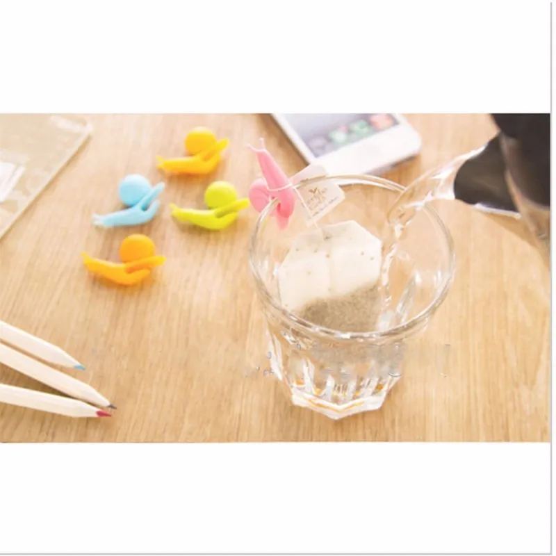 6pcs Tea Bag Clip Cute Candy Colors Snail Wineglass Label for Hanging Tea Bag Mug Cup Clip Party Supplies Novelty Product  (6)