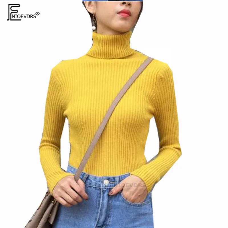 

Winter Basic Pullovers Sweaters Women Slim Temperament Lady Bodysuit Knit Top Turtleneck Sweater Yellow Green White Black 1128