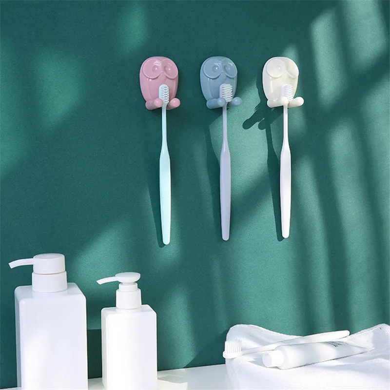 

1 pcs Bathroom Toothbrush Holder Wall Mount Holder Cute Owl Sucker Suction Bathroom Organizer Toothbrush Stand Organizer
