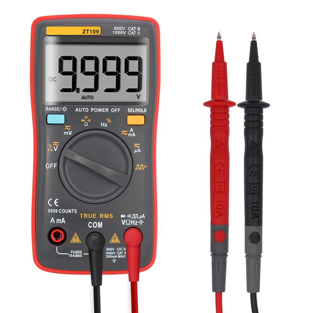 

ZT109 9999 Word Digital Multimeter Automatic Manual Range Small Backlit Display Digital Multimeter