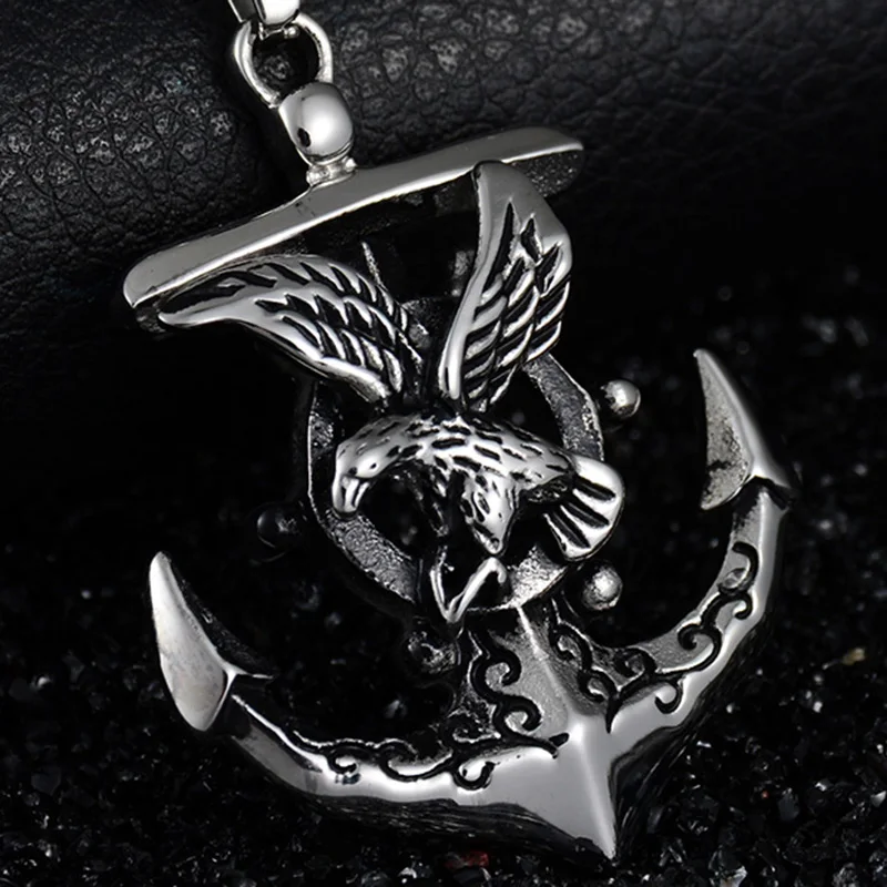 New Retro Vintage Jewelry Navy Anchor Necklace Viking Eagle Pendant