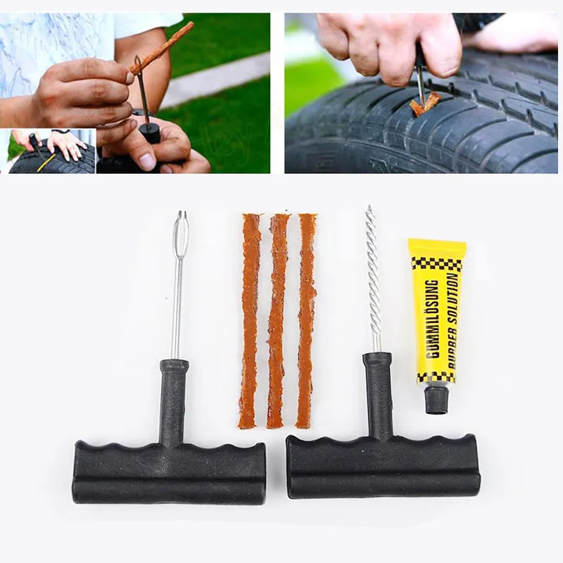 Motorcycle Car Tubeless Tire Puncture Repair Tool Kit Tire Plug Auto 3