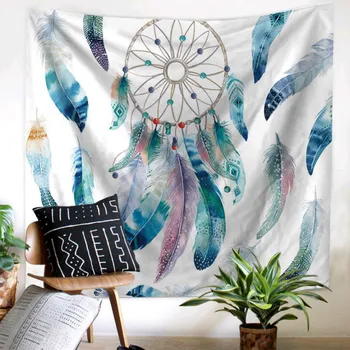 

Hanging Wall Tapestry Hippie Retro Home Decor Yoga Beach Towel Table Cover With Feather Pattern 18100110