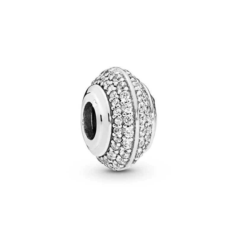 

2019 Summer Authentic 925 Sterling Silver Bead Sparkling Pave Charm Fit Original Women Pandora Bracelet DIY Jewelry