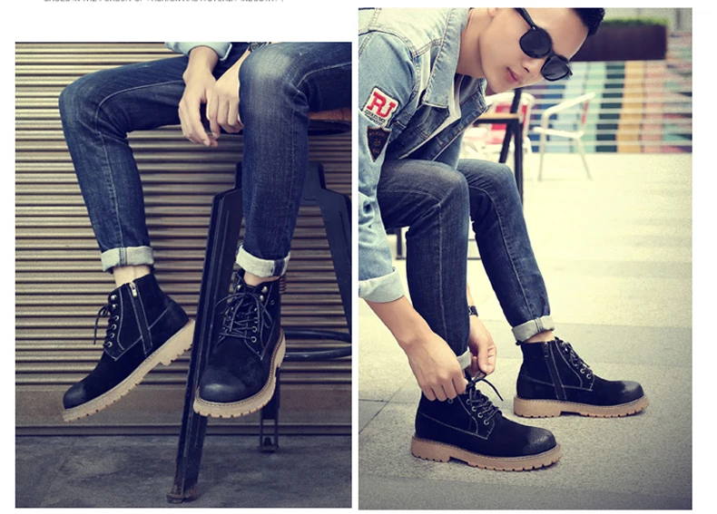 Men's Boots Lace-up Desert Boot Ankle Black Men Boots Genuine Leather Men Shoes Genuine Leather Winter Shoes Mens Fashion Boot   (3)