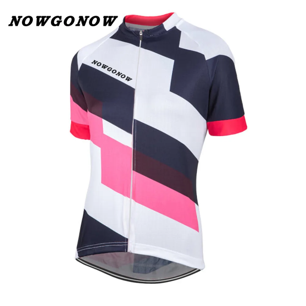 NOWGONOW cycling jersey women girl lady bike wear clothing white pink