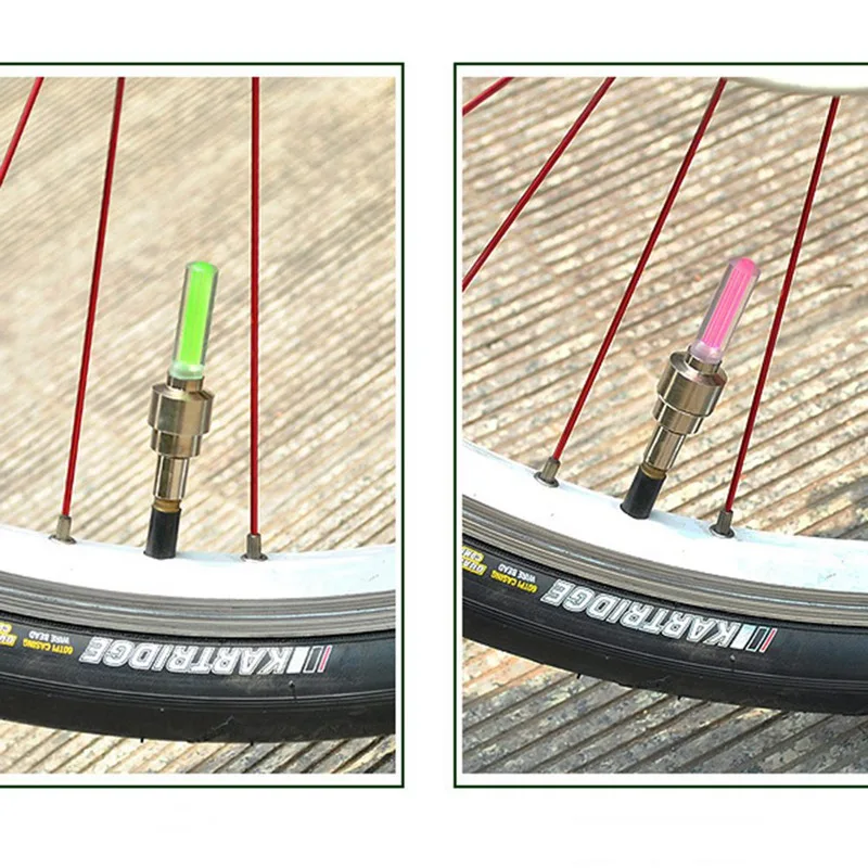 

1 pcs Outdoor Bicycle Bike LED Neon Tire Wheel Gas Nozzle Valve Core Glow Stick Light For Driving Bicycle Accessories packing