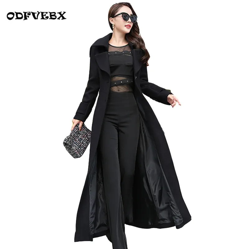 

Boutique women wool windbreaker autumn winter Leisure Slim long coat high-end long-sleeved over the knee coats ODFVEBX HY40