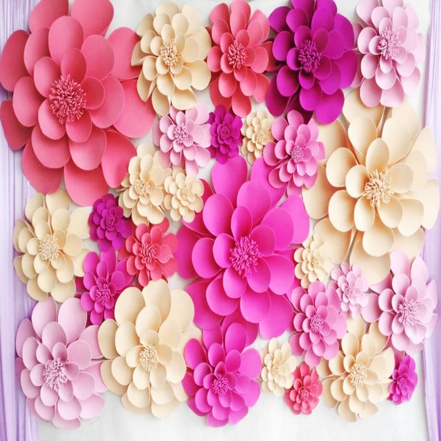 28pcs set giant foam paper flowers for wedding backdrops wall paper paper flower display