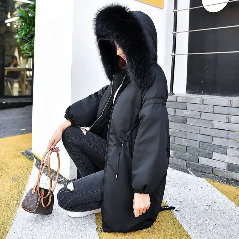 2018 Winter New Bud Sleeve Thicken Down Jackets Large Raccoon Fur Women's Fashion Down Coats Female Loose Parkas Outerwears