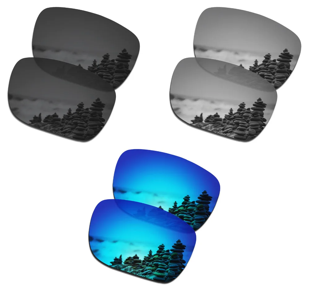 

SmartVLT 3 Pairs Polarized Sunglasses Replacement Lenses for Oakley Holbrook XL Stealth Black and Silver Titanium and Ice Blue