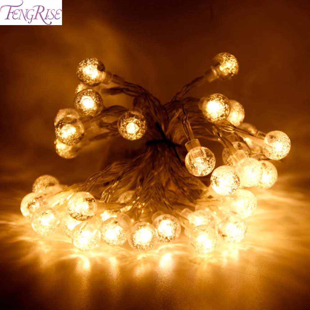 

FENGRISE 2M LED Round Ball DIY Led String Light for Christmas Decoration Christmas Tree Decor Wedding Fair Light New Year 2018