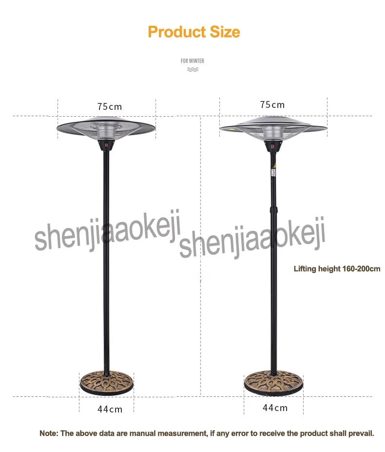 220 v наружного воздуха электронагреватель Высокая мощность зонтик-формы нагревателя 3-механизм регулировки разгрузки 45 градусов до