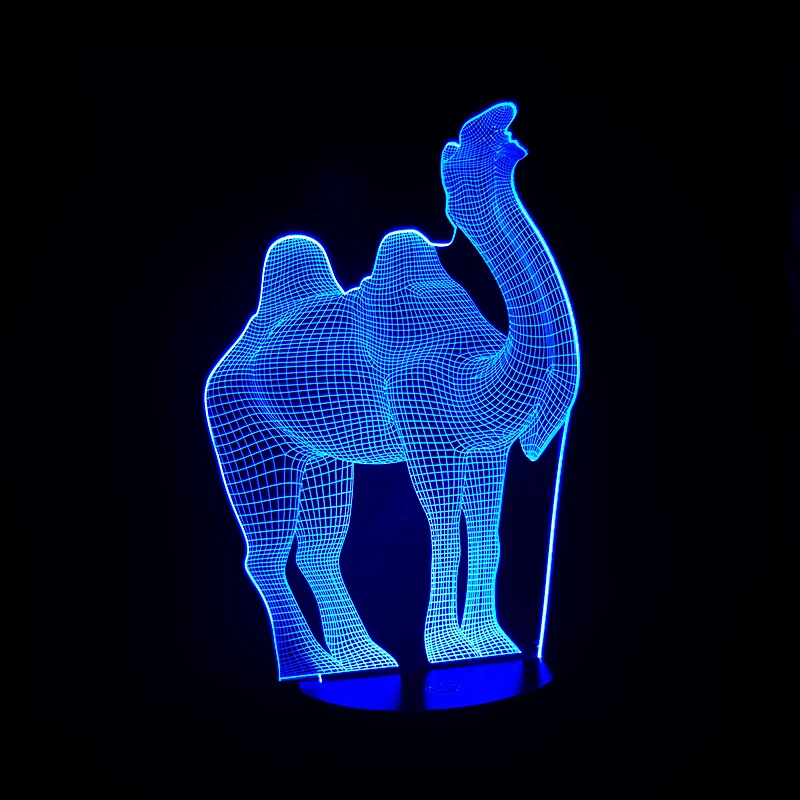 Новый мультфильм 3D стерео видение лампа в форме верблюда Luminaria 7 цветов градиент