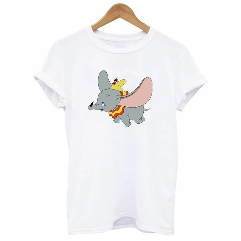 

BTFCL Dumbo Elephant Print Female girls T-shirt Cotton Women Tshirts Summer Casual Short Sleeve Loose plus size Tops T Shirt
