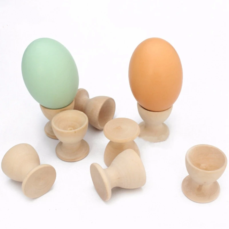 12Pcs Wooden Egg Rack Home Kitchen Eggs Holding Cup Desktop Refrigerator Egg Tray Container Timber Storage Rack