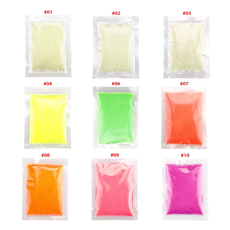 Us 1 49 25 Off 2 Bags Lot 10 Warna Diy Coretan Cat Fluorescent Super Cerah Cahaya Di Gelap Partikel Pasir Cahaya Pigment 85080 Paint